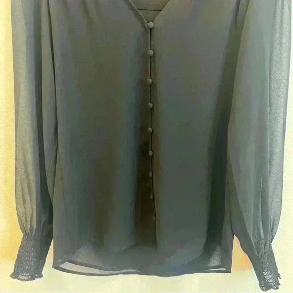 NWT 1. State Women’s Smocked Detail Button Up Blouse in Black Size X-Small - Picture 5 of 12